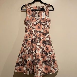 Pink and white flower print dress